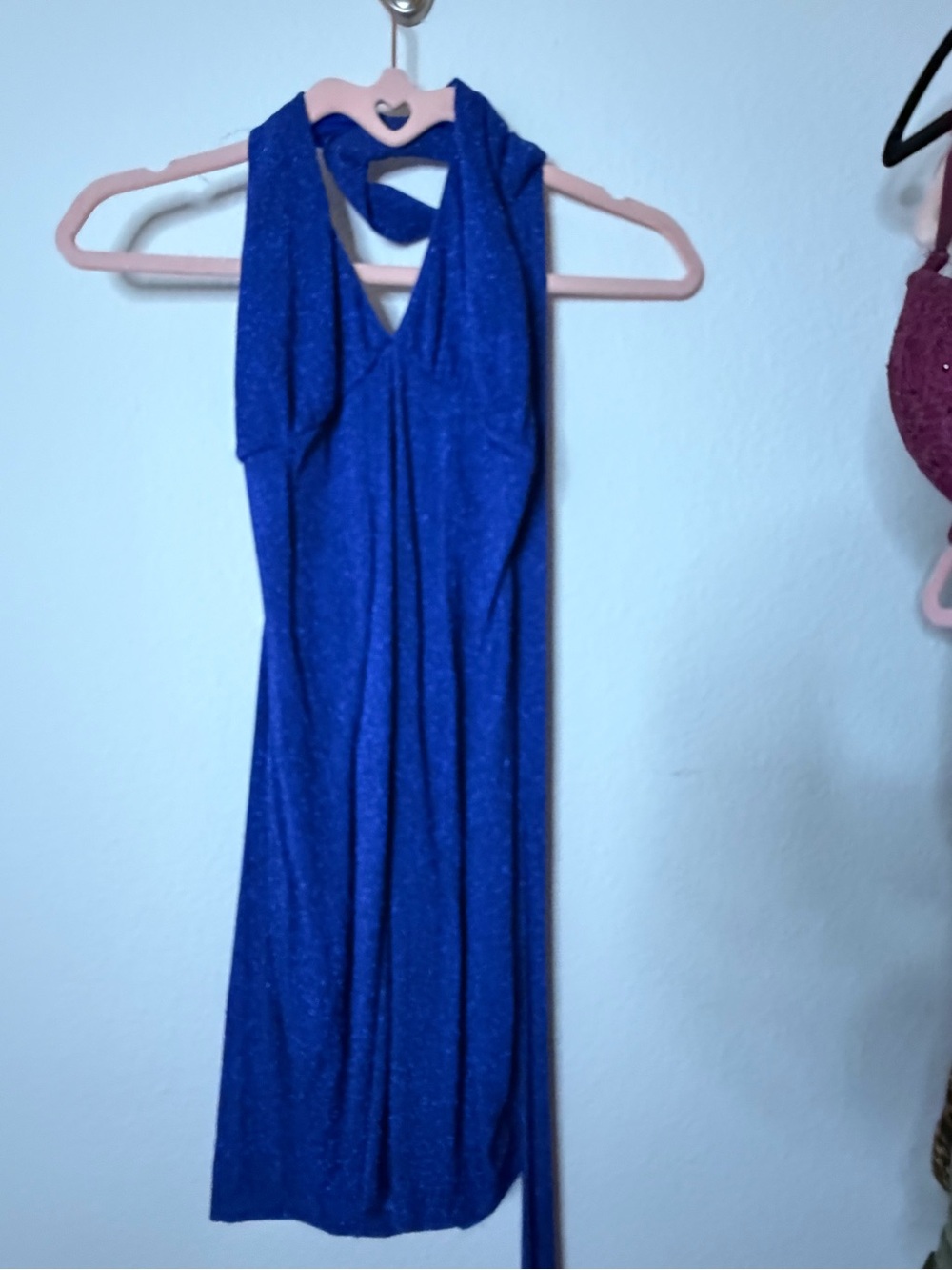 Royal Blue One-Shoulder Glitter Midi Dress - Brand Unknown